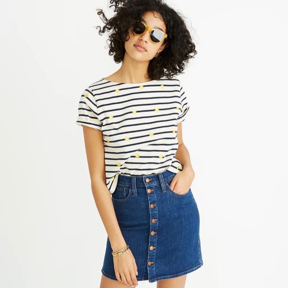 Madewell Stretch Denim Straight Mini Skirt in Arroyo Wash: Button-Front Edition